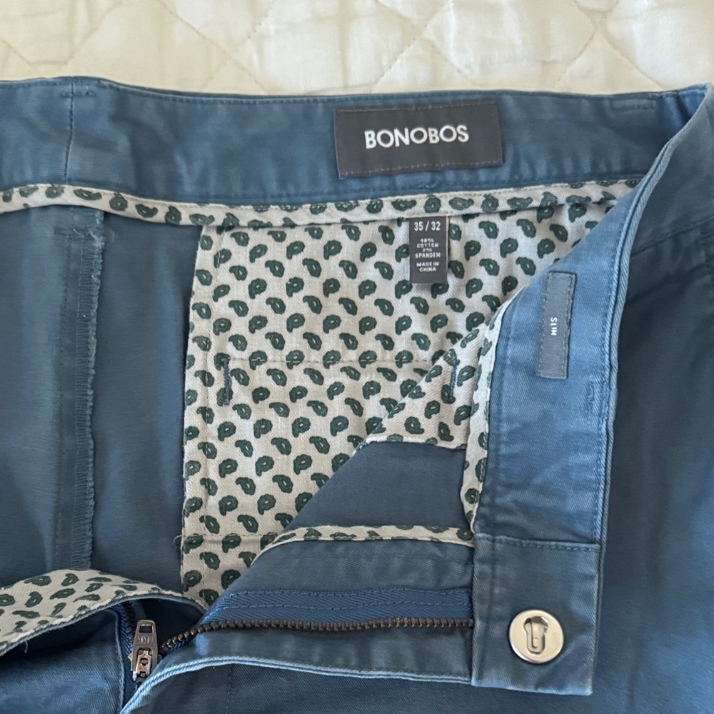 Bonobos Teal Trousers with Patterned Lining